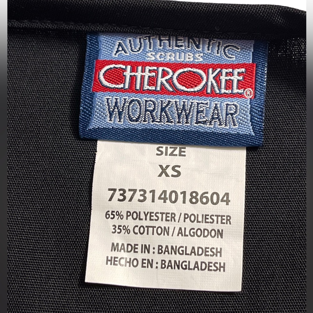 Two Cherokee scrub tops black and blue size XS New - Picture 3 of 12